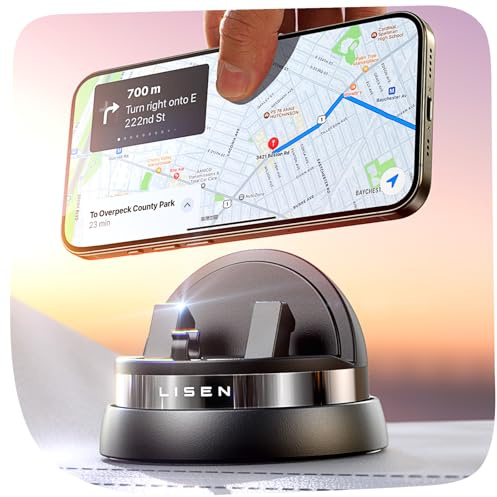 LISEN Handyhalterung Auto Armaturenbrett Schwenkbarer 360° Einstellbare[2025 True Upgraded] Klemme Handy Halterung Auto Multifunktionaler Handyhalter Auto Halterung für iPhone 17 16 15 Pro Max S24