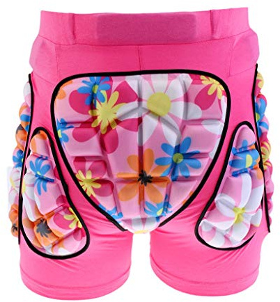 Deluxe gepolsterte Eiskunstlauf-Shorts für Kinder, Jungen und Mädchen, 3D-Schutzpolster für Hüfte, Steißbein und Hintern (Pink, S)