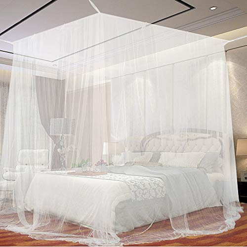 Opamoo Moskitonetz - Feinmaschiges Fliegennetz für Doppelbett und Einzelbett, Quadratisch, 200 x 220 x 210cm, Weiß