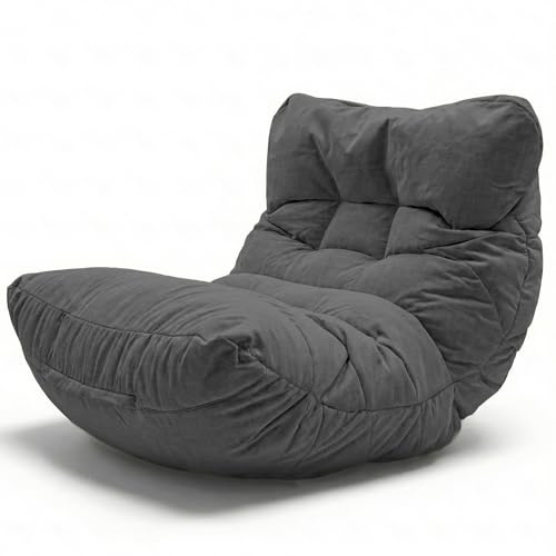 Aiire Relaxo Sitzsack XXL für Kuschelecke - Bean Bag Design mit Füllung - Riesen Sitzsäcke Erwachsene, Sitz Sack Flauschig - Bodenkissen Grob, Bodenstuhl, Bodensessel Grau