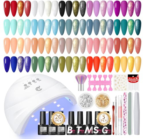 COSCELIA Gel Nagellack Set, 20 Farben Gelnägel Starterset mit U V/LED Lampe, Gel Nagellack Set mit Maniküre Tools komplette Nagelset Gelnägel Kit für Anfänger