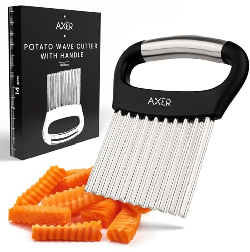 Axer Riffelmesser Wellenschneider Gemüse mit Griff - Pommesschneider & Kartoffelschneider - Buntmesser für BLW Baby Led Weaning - Beikost Baby Zubehör - Kartoffel Riffelschneider - Wellenmesser