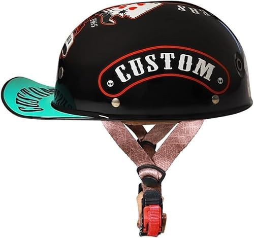 Halbschalenhelm Mit ECE-Zulassung Vintage Motorradhelm Baseball Cap Cruiser Chopper Scooter Helm Herren Retro Motorrad Halbhelm Damen Mofa Helm