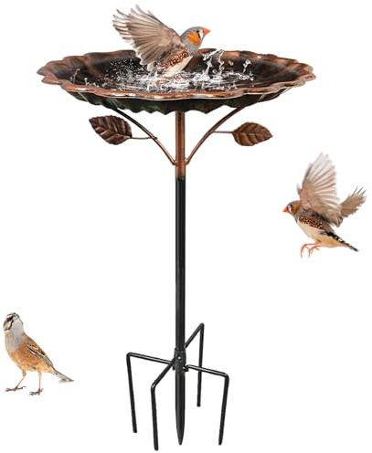 Vogeltränke Stehend Groß, 85cm Metall Vogeltränke Winterfest, 5 Erdspieß, Vogelbad Garten Stehend, Wassertränke Für Vögel, Vogeltränke Garten Frostsicher, Vogelfutterspender Für Terrasse Innenhof
