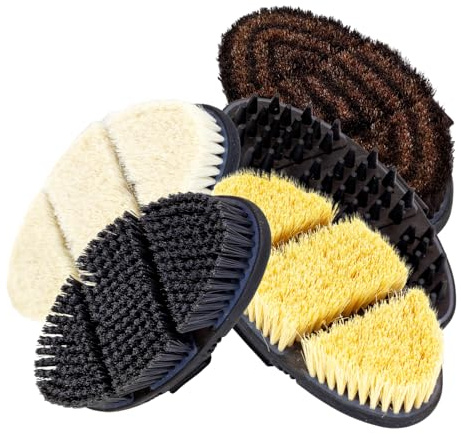 Marengos - Bürsten-Set Flex (5-teilig) – Putzzeug für Pferde – enthält 5 Pferdebürsten – entfernt Staub, Schmutz, Schuppen & loses Haar – für Fellpflege & Glanz – schwarz/grau