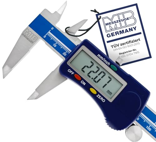 MIB Digitaler Messschieber mit Rolle DIN 862 200mm | Werkzeug für präzise Messungen | Messschieber digital aus Edelstahl | Schieblehre digital mit großem LCD-Display | 4-Fach Messung | Digital Caliper