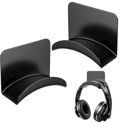 Legpador 2 Stück Headset Halterung mit Klebeband, Kopfhörerhalter Schwarz | Kopfhörer Halter, Headsethalter Wandhalterung, Ohrhörer Aufhänger, Kopfhörer Haken, für Schreibtisch, Wand, Gaming Headphones
