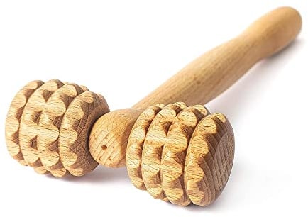 Tuuli Accessories T-Form Massagegerät Massageroller Roller mit Griff Maderotherapie Gesichtsmassager Körper Massage aus Holz