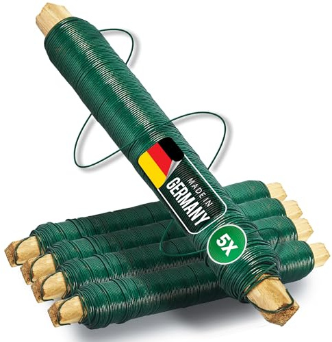 Novatool 5x Wickeldraht I grün I 0,65 mm I Draht I Basteldraht Gartendraht Blumendraht Bindedraht Biegedraht Pflanzendraht rostfrei Dekoband Dekodraht