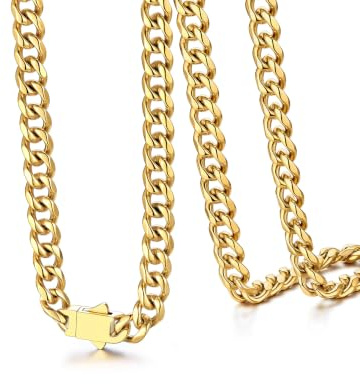ChainsHouse Herren Panzerkette, Hip-Hop Kubanische Halskette Edelstahl | Panzerkette Herren Punk Kette für Männer Kubanische Kette Hip-Hop
