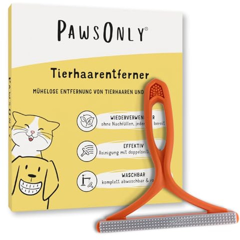 PawsOnly | Tierhaarentferner | Katzenhaarentferner | Hundehaare Entfernen | Fusselentferner für Sofa Auto Teppich Kratzbaum Kleidung | Tragbarer | Fusselbürste Tierhaare Pet Hair Remover (Orange)