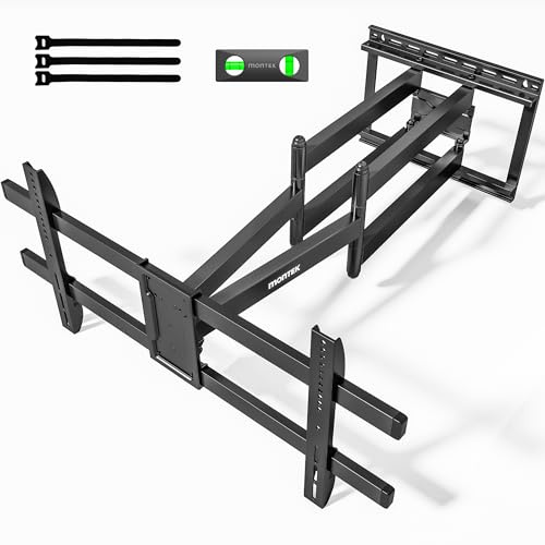 monTEK Langarm TV Wandhalterung für 43-90 Zoll bis 60kg, Max VESA 800x400 | 1080 mm Auszug, Schwenkbar, Neigbar, 4-Fache Tragkraft, TV Halterung für Flach & Curved LCD/LED/OLED Fernseher