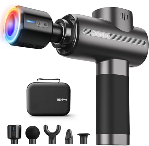 Massagepistole Wärme und Kälte, RENPHO Thermacool Massagepistole Massage Gun mit Hitze Kälte Function, Muskel Massagegerät für Heimbüro-Workout, Ganzkörper Muskelmassage Entspannung
