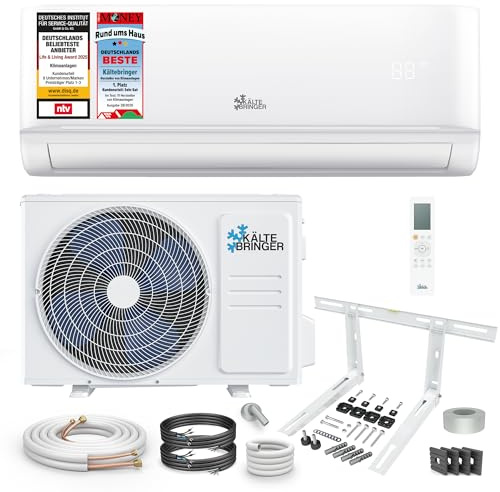 Kältebringer Split Klimaanlage - 12000 BTU (3,5 kW) - Klimagerät mit Heizfunktion, WiFi & App, bis 55qm, sehr leise - Set mit 5m Kupferleitung, Kältemittel R32, Montagematerial, Wandhalterung