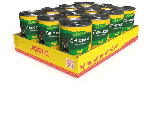 JosiDog Chicken in Sauce (12 x 415 g) | Adult | Premium Nassfutter für ausgewachsene Hunde | mit Huhn in Sauce mit Vitamin D3 & E | Powered by JOSERA | Hundefutter nass | Alleinfutter | 12er Pack