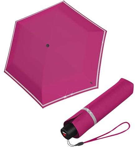 Knirps Kinder-Taschenschirm Rookie reflective mit Reflexborte - flamingo