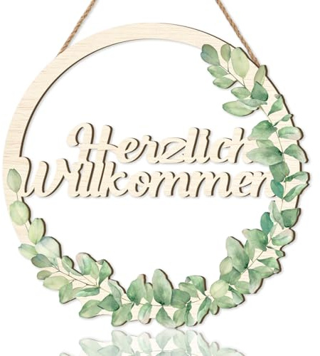 ANHUIB Herzlich Willkommen Schild Willkommensschild für Wand Willkommen für Türschilder Garten Vorne für Türdekoration Holz Willkommensschild Wohnzimmer Willkommenskränze Türdekoration Hängenden Deko