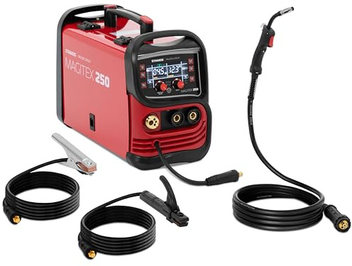 Stamos Germany MAGITEX 250 MIG/MAG-Schweißgerät 180 A 60% Duty Cycle digitales Bedienfeld 2T/4T WIG Liftarc E-Hand Flux MIG Schweißgerät Schutzgasschweißgerät