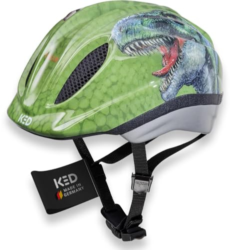 KED Meggy II Originals Kinderhelm – Sicherer Fahrradhelm Mit LED, Insektenschutz, MaxShell Technologie, Komfortbelüftung | Farbe: T-Rex | Größe: 52-58 (M)
