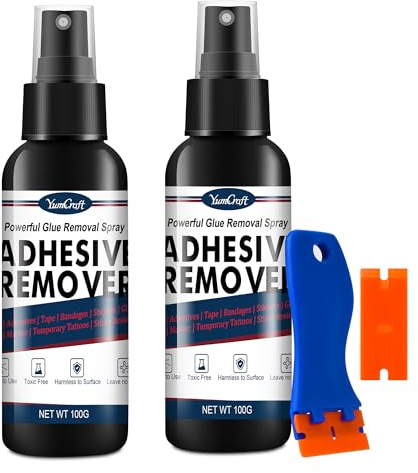 Klebstoffentferner Spray 200ml mit Spachtel - Extra Stark Etikettenentferner Aufkleberentferner, Schnell Entfernt Hartnäckige Reste, Klebeband, Gummi & Wachs für Autos, Glas, Wände & Fensterrahmen