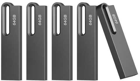 JOIOT 5 Stück USB Stick 64GB USB-Sticks 3.0 Speicherstick Mini Flash Drive Laufwerk High Speed Wasserdichtes Memory Stick Kompatibel mit Android Handy Linux Pad Laptop Schwarz