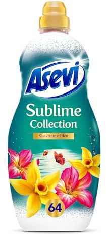 Asevi Weichspülerkonzentrat Sublime Eden, Jasminduft, 64 Wäschen | Belebender Duft auf Basis natürlicher Essenzen; verleiht allen Arten von Kleidungsstücken und Stoffen eine lang anhaltende