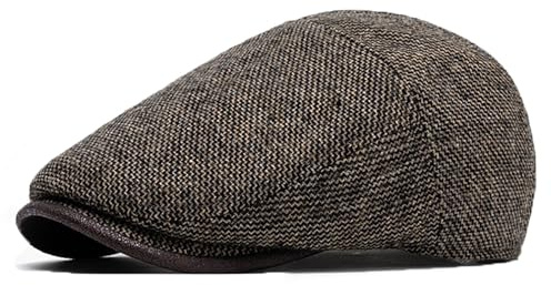 Bigoco Schiebermütze Herren Wolle Verstellbare Newsboy Flatcap Barett | Klassische Baskenmützen und Schirmmütze im 1920er Gatsby Stil. Ideale Kostüm Accessoires für den perfekten Vintage Look.