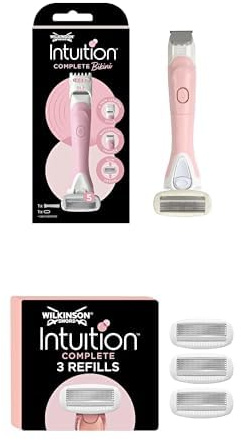 Wilkinson Sword Intuition Complete Bikini Trimmer und Rasierer für Damen, 2-in-1 Trimmer und Rasierer für den Intimbereich + 3 Ersatzklingen