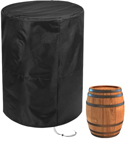 Regentonne Abdeckung Wasserdicht, Oxford Vollständige Abdeckplane, Geeignet FÜR Regentonne Schmal, Regenfass, Weinfass, Winddicht, Winterfest, Wetterfest, UV-Beständiges (62,5x103cm)