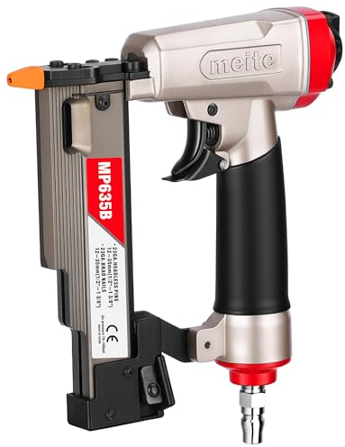 meite MP635B Druckluft Stiftnagler für 23 Gauge Kopflose Stifte 12–35 mm, Kompakte Nagelpistole Druckluft für Zierleisten, Bilderrahmen, Möbelbau und Feine Holzarbeiten