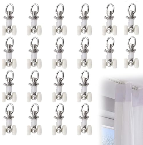 20 Stück Gardinenröllchen Für Schiene, Gardinenröllchen Metall, Gardinenrollen, Vorhangschiene Rollen, Gardinen Rollengleiter, Vorhang Track Roller, Für Schienen Gardine, Weiß