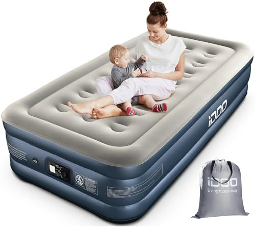 iDOO Luftbett 1 Person,Luftmatratze Selbstaufblasend Gästebett mit Integrierter Luftpumpe,Aufblasbare Matratze Schnelles Aufblasen und Luftablassen,Aufblasbares Bett für Campingausflüge 99x188x38cm