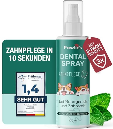 Pawlie's Dentalspray für Hunde & Katzen gegen Mundgeruch & Zahnstein | Xylith-frei, zuckerfrei & geschmacksneutral. Sofort frischer Atem ohne Bürste.