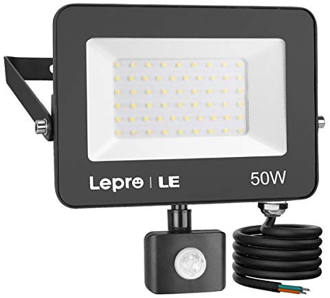 Lepro 50W LED Strahler mit Bewegungsmelder Außen, 4200LM Außenstrahler 5000K Kaltweiß Superhell Scheinwerfer, IP65 Wasserdicht Fluter, Ideale Aussenleuchte für Garten, Innenhöfe, Garage, Haus, Hotel