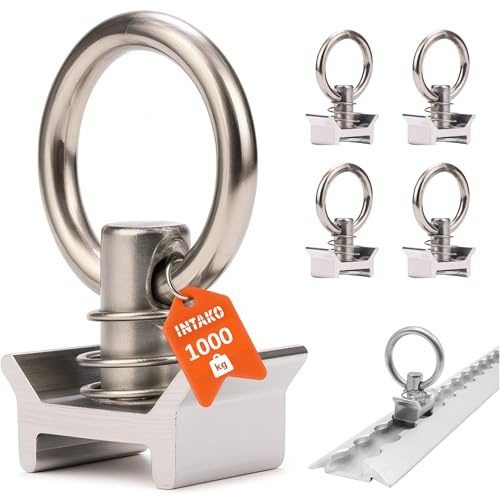 4 oder 10 Stück Airline Fitting (Silber/Orange) - Airlineschiene Zurröse mit Ring 1000 kg Tragfähigkeit, PKW & Anhänger Zubehör (10, Silber)