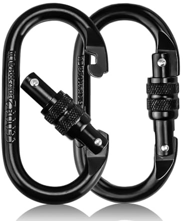 TIANLIN Sicherheitskarabiner Edelstahl 25kN | 2 Stück 11cm Große Karabinerhaken mit Drehverschluss | Outdoor-Karabiner für Hängematten & Camping