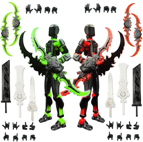T13 Action Figure Satz (Zusammengebaut), 3D-gedruckter Mehrgelenke, Titan 13 Actionfiguren, Dummy 13 Lucky Mobil Roboter Nova T-13, Desktop-Dekorationen für Spielliebhaber Spielzeug (Schwarz Rot Grün)