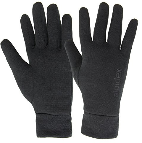 ALPIDEX Unterziehhandschuhe Innenhandschuhe Leichte Laufhandschuhe Dünne Warme Liner Winter Sport Handschuhe Innen Aufgeraut, Größe:L, Farbe:Black