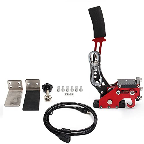 Bruce & Shark 64Bit USB3.0 PC SIM Handbremse für Rennspiele, kompatibel mit G27/G29/G920, T500, T300, FANATEC, LFS, DIRT RALLY, verstellbarer Clamp und Hall-Sensor Rot