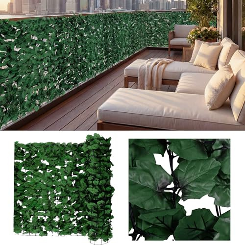 Mendler Balkonsichtschutz N77 - 300x150cm Blatt dunkel | Sichtschutz, Windschutz, Verkleidung für Balkon Terrasse Zaun