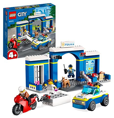 LEGO 60370 City Ausbruch aus der Polizeistation Spielset, Polizeiauto Spielzeug und Motorrad für Kinder ab 4 Jahre, Polizei-Spielzeug mit Gefängnis-Gebäude und 4 Minifiguren