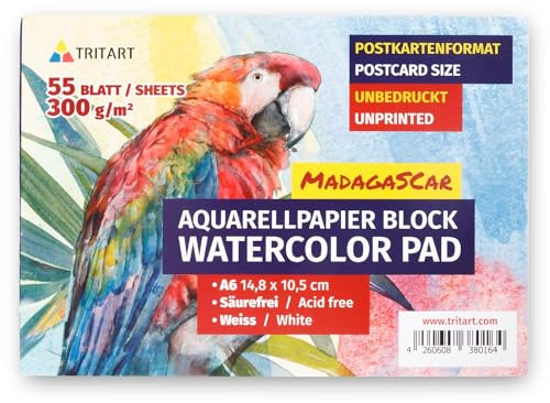 Tritart 55 Blatt Aquarellpapier A6 300 g/m² 55 Blatt DIN A6 Aquarell-Skizzenbuch mit 55 Seiten