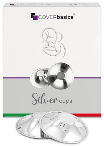 COVERbasics Silberhütchen Stillen (SilverCups) Stillhütchen aus Silber zum Schutz empfindlicher Brustwarzen, Medizinprodukt dermatologisch getestet (Regular)