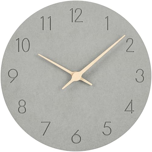 Warminn MDF Holz Wanduhr Ohne TickgeräUsche Lautlos Modern 30cm Quarz Groß Batterie Betriebene Wanduhr Einfach zu Lesen für Zimmer Zuhause KüChe Schlafzimmer BüRo Schule (Grau)