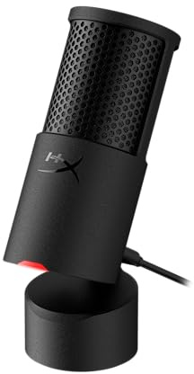 HyperX SoloCast 2 USB-Mikrofon – Gaming & Streaming Mikrofon mit Tap-to-Mute, 96 kHz/24-Bit Aufnahme, integriertem Popfilter, stoßgedämpfter Halterung, USB-C Plug & Play, PC kompatibel, Schwarz