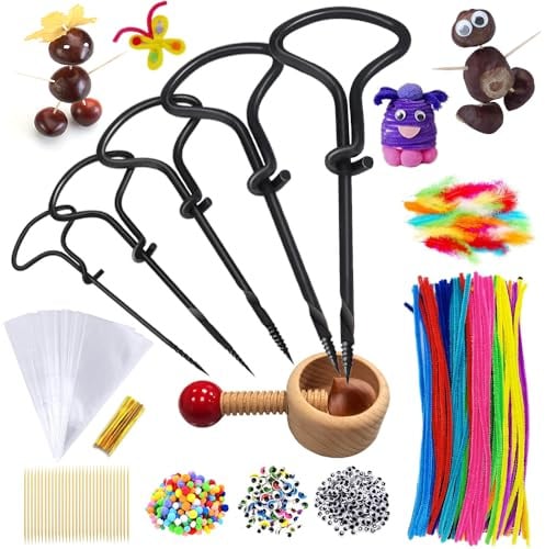 446 PCS Kastanienbohrer Set, Kastanienbohrer mit Halter, Kastanienhalter Bastelset, Kastanien Bastelset Kinder, Bohrer für Kastanien 1,5-5 mm, Herbstbasteln Kinder Set,Mit DIY Bastel Zubehör