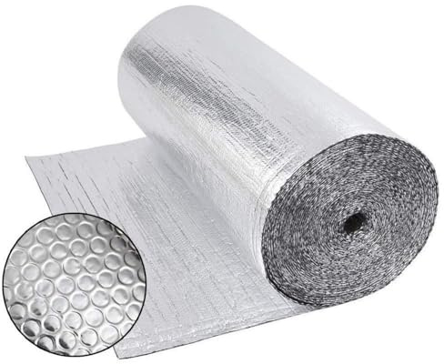 Dripex Isolierfolie Dämmfolie 1.0x15m, Doppelte Alu-Luftpolsterfolie 3-4mm, Heizkörper Reflexionsfolie für Dächer Fenster Rohre Böden (15㎡)