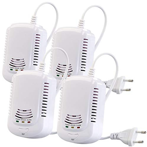 VisorTech Gas Detector: 4er-Set Multi-Gasmelder für haushaltsübliche Gase, mit 3 LEDs, 85 dB (Gaswarnanlagen, Gaswarner)