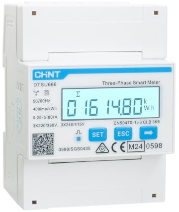 CHINT DTSU666 Dreiphasiger DIN35mm elektronischer intelligenter Energiezähler Stromzähler 5(80) A Direktverbindung mit RS485/Modbus RTU (Nicht mit Wechselrichter kompatibel)