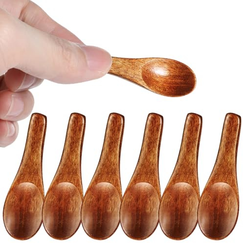 6 Stück Kleine Löffel für Gewürze, Ymapinc Gewürzlöffel Mini, Holzlöffel Klein, Mini Salzlöffel Holzlöffel für Zucker, Salz & Pfeffer (6.15*2cm)